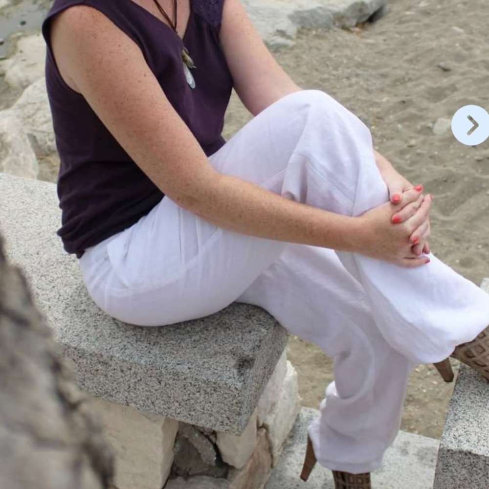 The Earth Collection 100% linen white pants